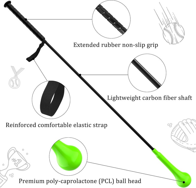 DEHAI Baseball Hitting Stick,Batting Practice Equipment for Baseball and Softball,Extended Handlebar with Grip Strap,Ideal One-on-One Baseball Training Equipment - Image 5